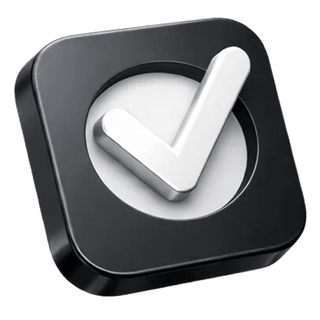 Approval checkmark icon in 3D on the Nimble Accrudorage about page
